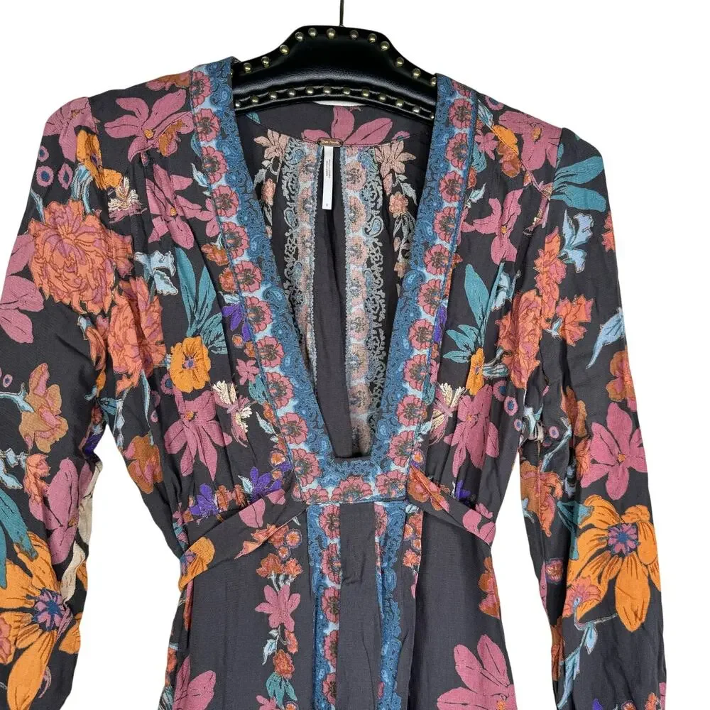 Free People Violet Hill Floral Boho Printed Tunic Dress 0